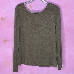 Paper Crane Sweater Women's Medium Olive Green Open Back New Cozy Scandi